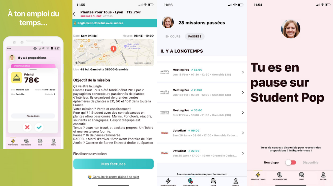 Application mobile Student Pop, job étudiant