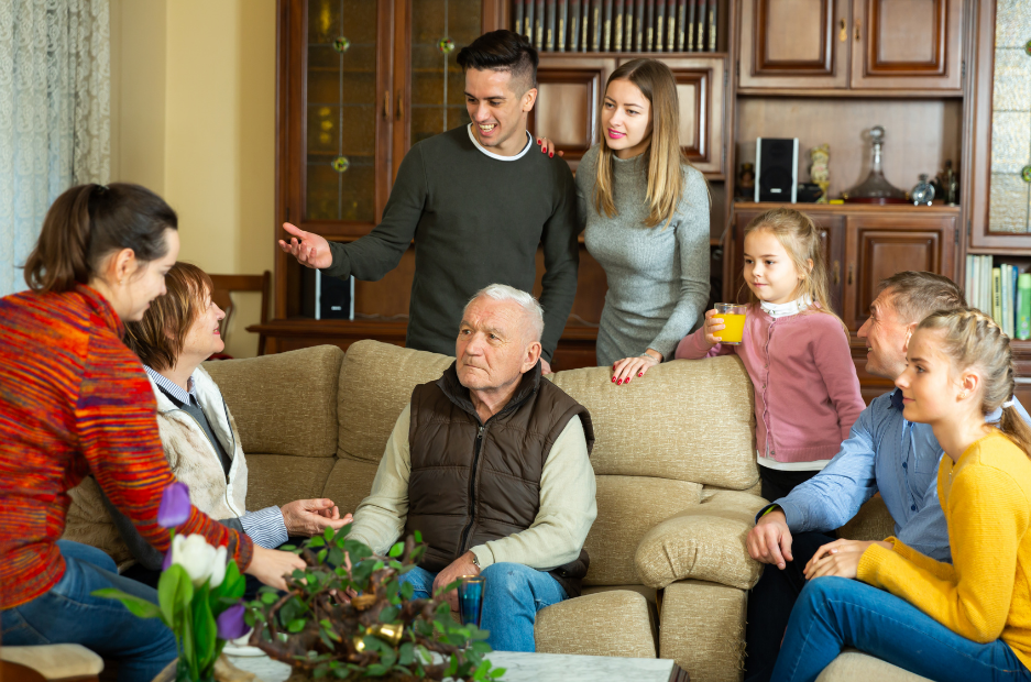 une famille se réunit pour débattre