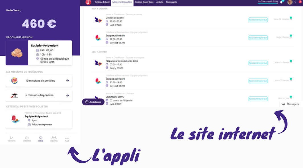 Application et site internet JobyPepper, job étudiant